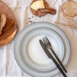 PORSGRUNDS PORSELÆNSFABRIK TALLERKEN FLAT 22 CM GRÅ - 4PK Online