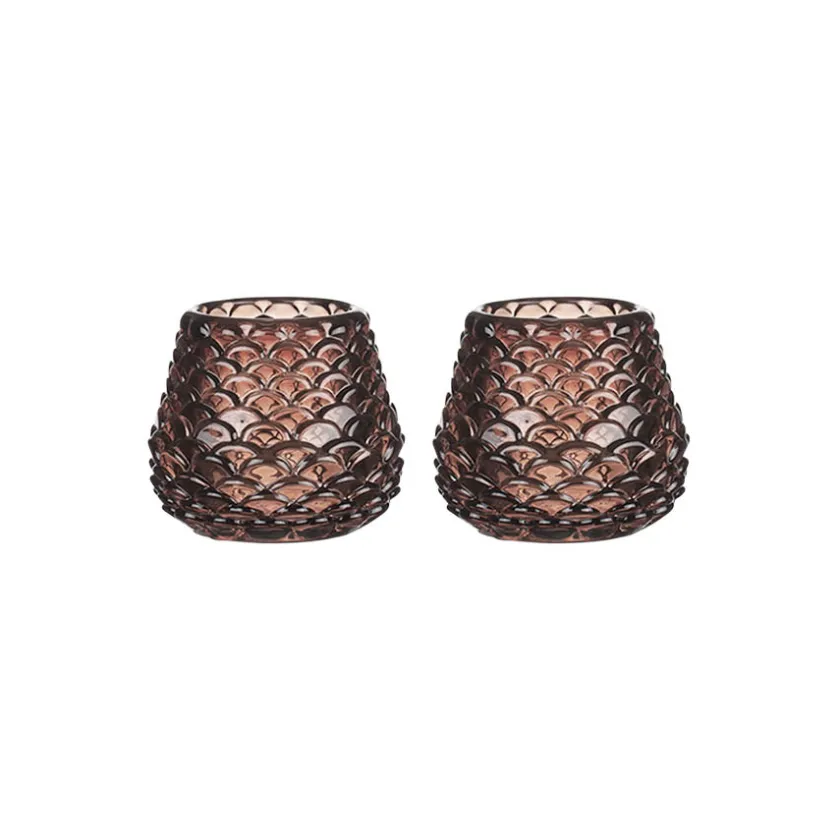 CHRISTIANIA 1739 Telysholder Furu Glass 6,5cm Brun 2pk Clearance